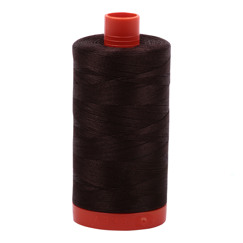 Aurifil 50wt thread, 1300m spool, Dark Brown shade 5024