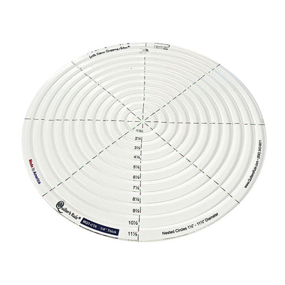 Quilter’s Rule ¼" Nested Circles quilting templates from 1½" to 11½" with radial registration lines