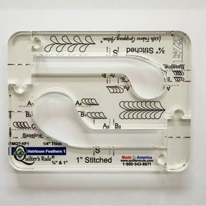 Quilter's Rule ¼" Heirloom Feathers #1 - ¾" & 1"stitched