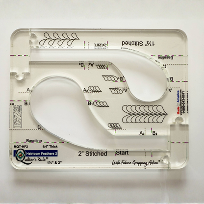 Quilter's Rule ¼" Heirloom Feathers #3 - 2½" & 1¾" stitched