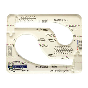 Quilter's Rule ¼" Heirloom Feathers #2 - 1½" & 2" stitched