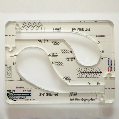 Quilter's Rule ¼" Heirloom Feathers #2 - 1½" & 2" stitched