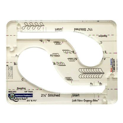 Quilter's Rule ¼" Heirloom Feathers #3 - 2½" & 1¾" stitched