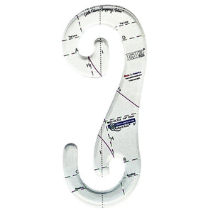 Clear plastic double loop shaped quilting template with clear registration marks that are easy to see, and a non slip backing that provides a fabric gripping action. Available as 5 or 6 inches.