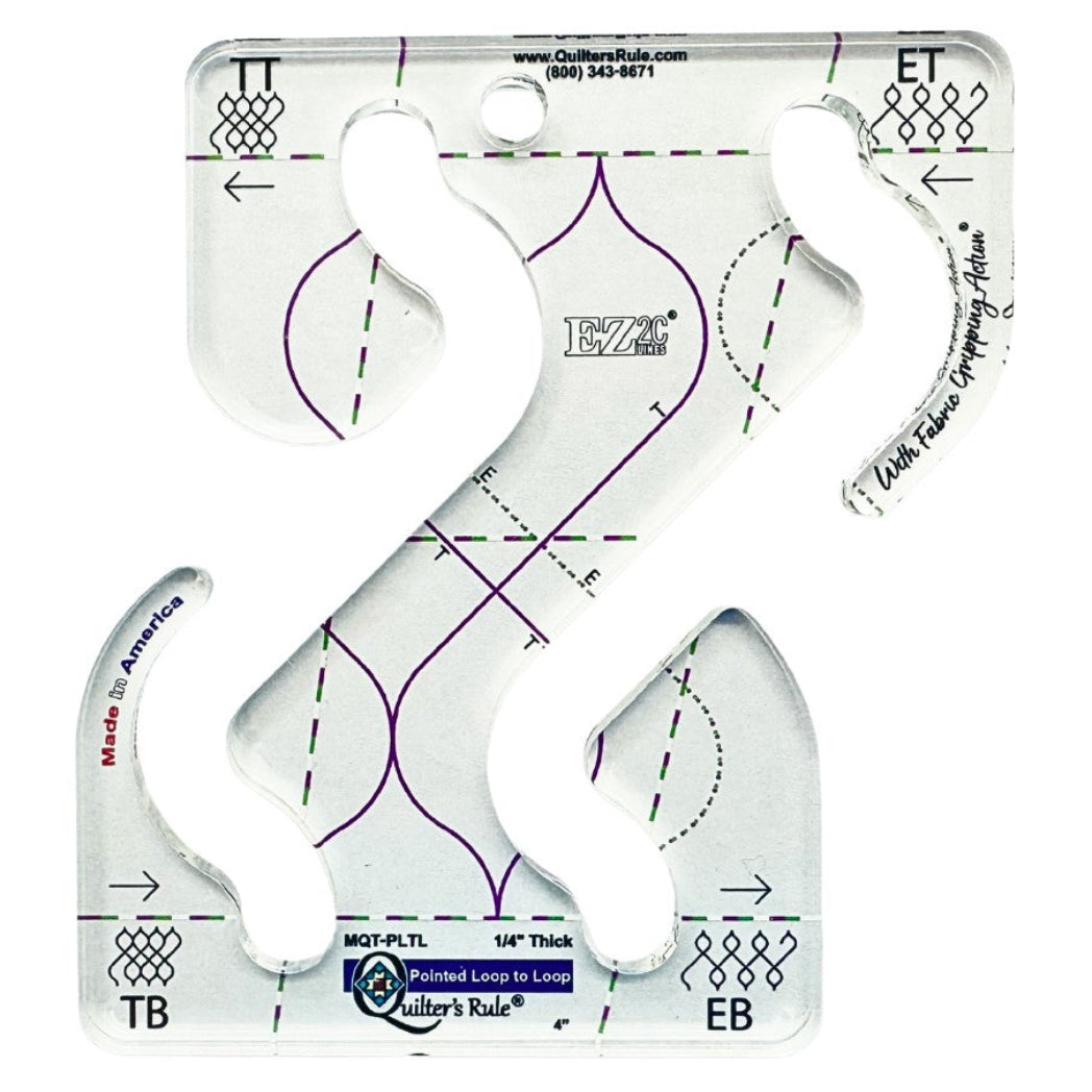 Quilter's Rule ¼" Pointed Loop to Loop 4" - quilting ruler and template