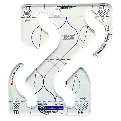 Quilter's Rule ¼" Pointed Loop to Loop 4" - quilting ruler and template
