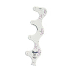 Clear plastic squiggle shaped quilting template with registration marks that are easy to see. Two even waves. The soft wave is 4 inches wide by 3/4 inch deep. The deep wave is 3 inches wide by 1 1/2 inches deep. A non slip backing gives it a fabric gripping action.