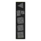 AccuQuilt GO! Nine Patch Shape Set die with grey square and triangle cutting shapes labelled A to F on black foam.
