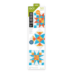 AccuQuilt GO! Nine Patch Shape Set die packaging showing cutting shapes and turquoise, orange, yellow and white quilt block designs.