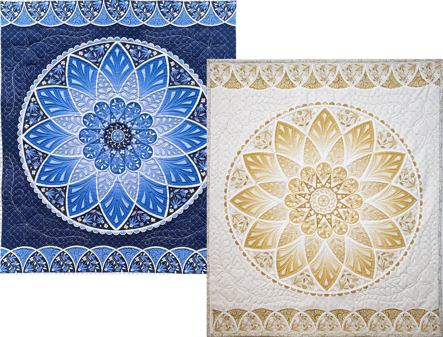 Moonlight Serenade Masterclass quilt in blue and cream colourways by Amanda Murphy and OESD
