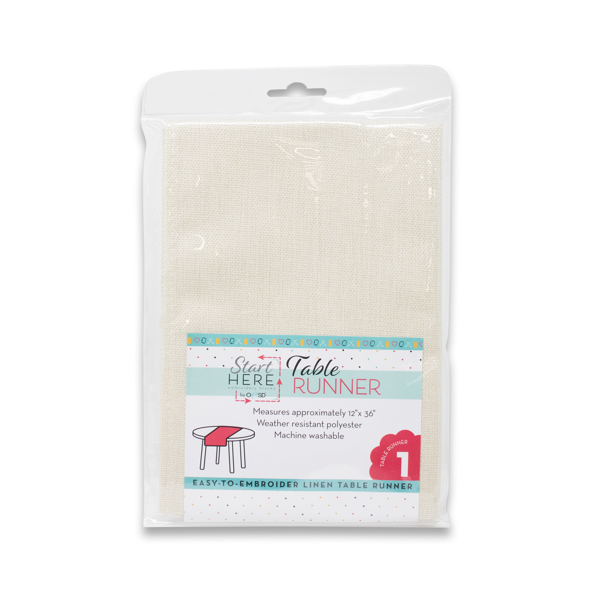 OESD linen polyester table runner blank for machine embroidery 12 inch x 36 inch
