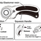 Olfa 45mm Rotary Cutter Curved Handle Diagram of a blade cutter with labelled parts and usage instructions.