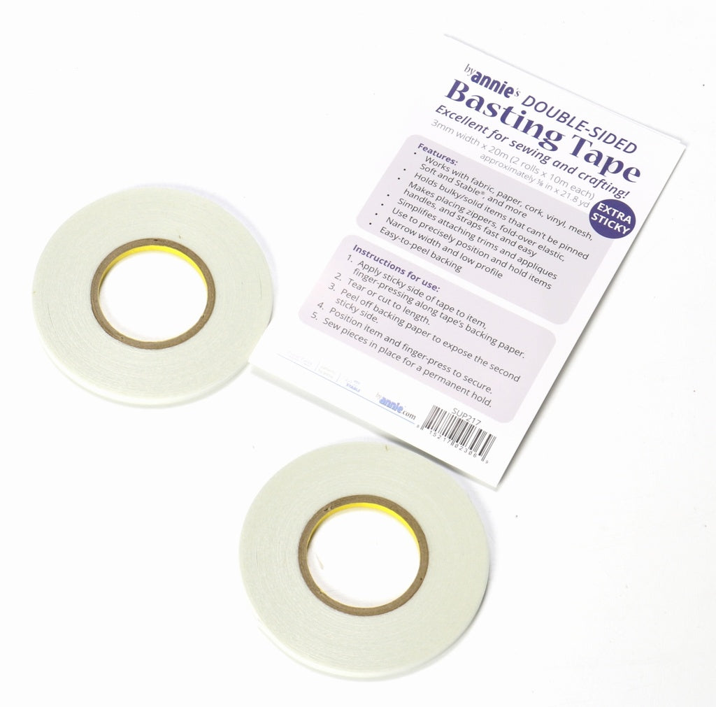 ByAnnie By Annie Double Sided Basting Tape 3mm 2 rolls of 10m - sewing and crafts storage bag - detail view