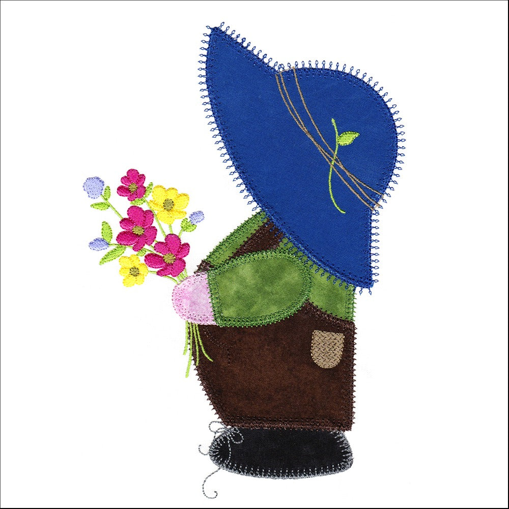 V-Stitch Designs Overall Sam with Flowers Embroidery Design - Digital ...