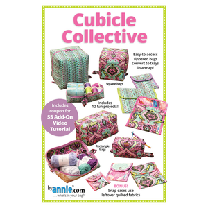 ByAnnie Cubicle Collective sewing pattern cover showing finished bags in coordinating fabrics