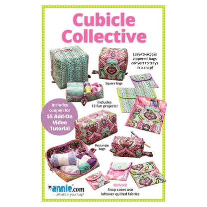 ByAnnie Cubicle Collective sewing pattern cover showing finished bags in coordinating fabrics