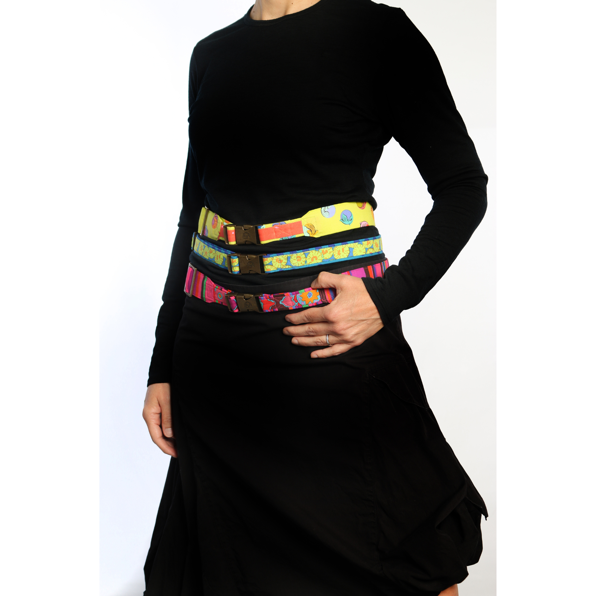 ByAnnie Waist Management - Straight and tapered belt styles side by side showing fabric and colour options