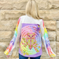 ByAnnie Quilting Elissa Bella Quilt Coat Arcs & Beauties Extension Pack - Back view of Bella Quilt Coat showing Flying Geese Arcs radiating outward from centre back panel