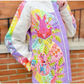 ByAnnie Quilting Elissa Bella Quilt Coat Arcs & Beauties Extension Pack - Close-up of Flying Geese Beauties FPP blocks on the front of the coat
