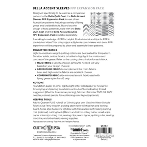 ByAnnie Quilting Elissa Bella Quilt Coat Accent Sleeves Expansion Pack - Fabric requirements, notions and helpful tools.