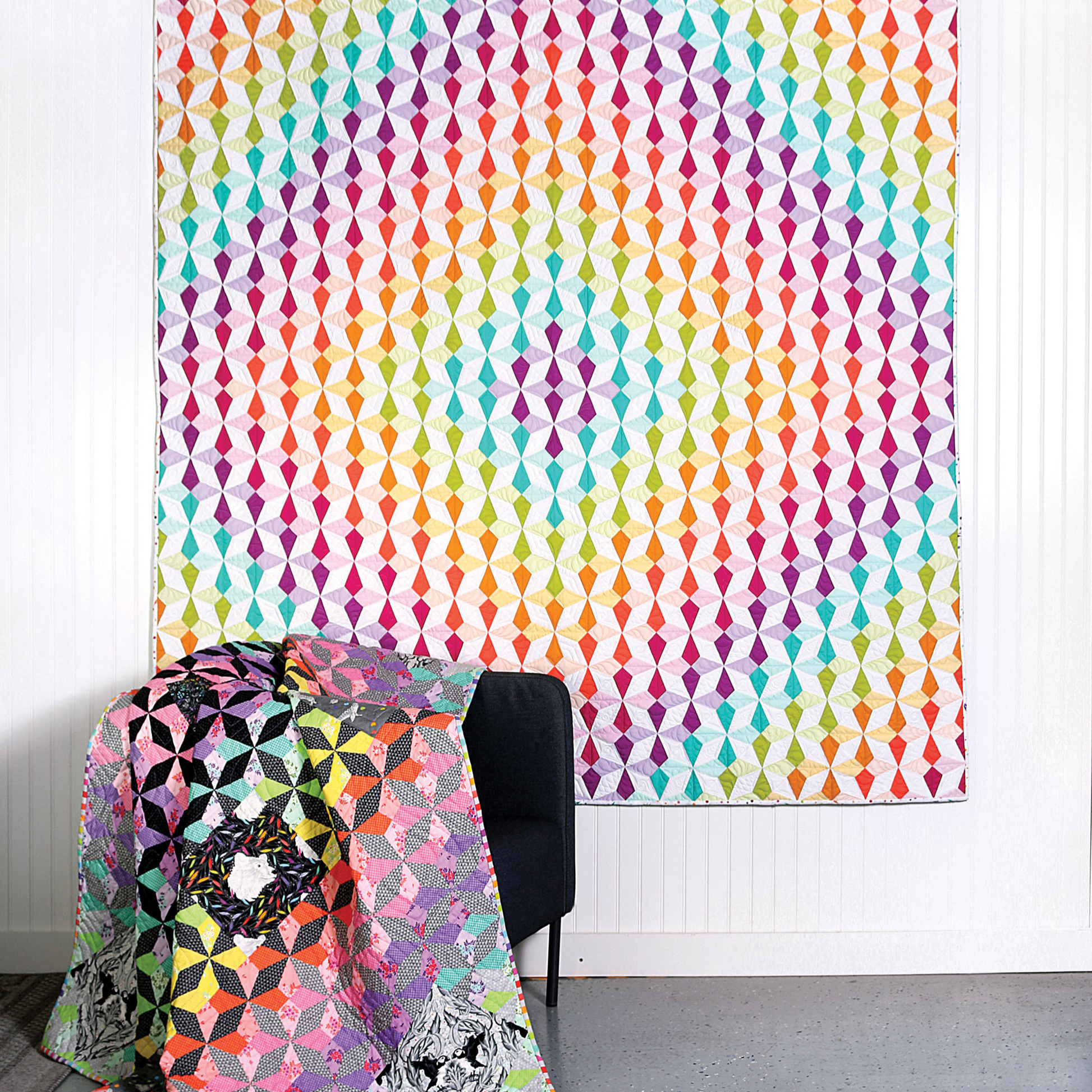 ByAnnie Dream Star Quilt - Dream Star Quilt Cosmos layout in light background colourway with soft, subtle tones