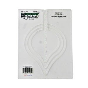 Clear plastic rectangular quilting template with three graduated petals. There are easy to see registration marks and a non slip backing that provides a fabric gripping action.