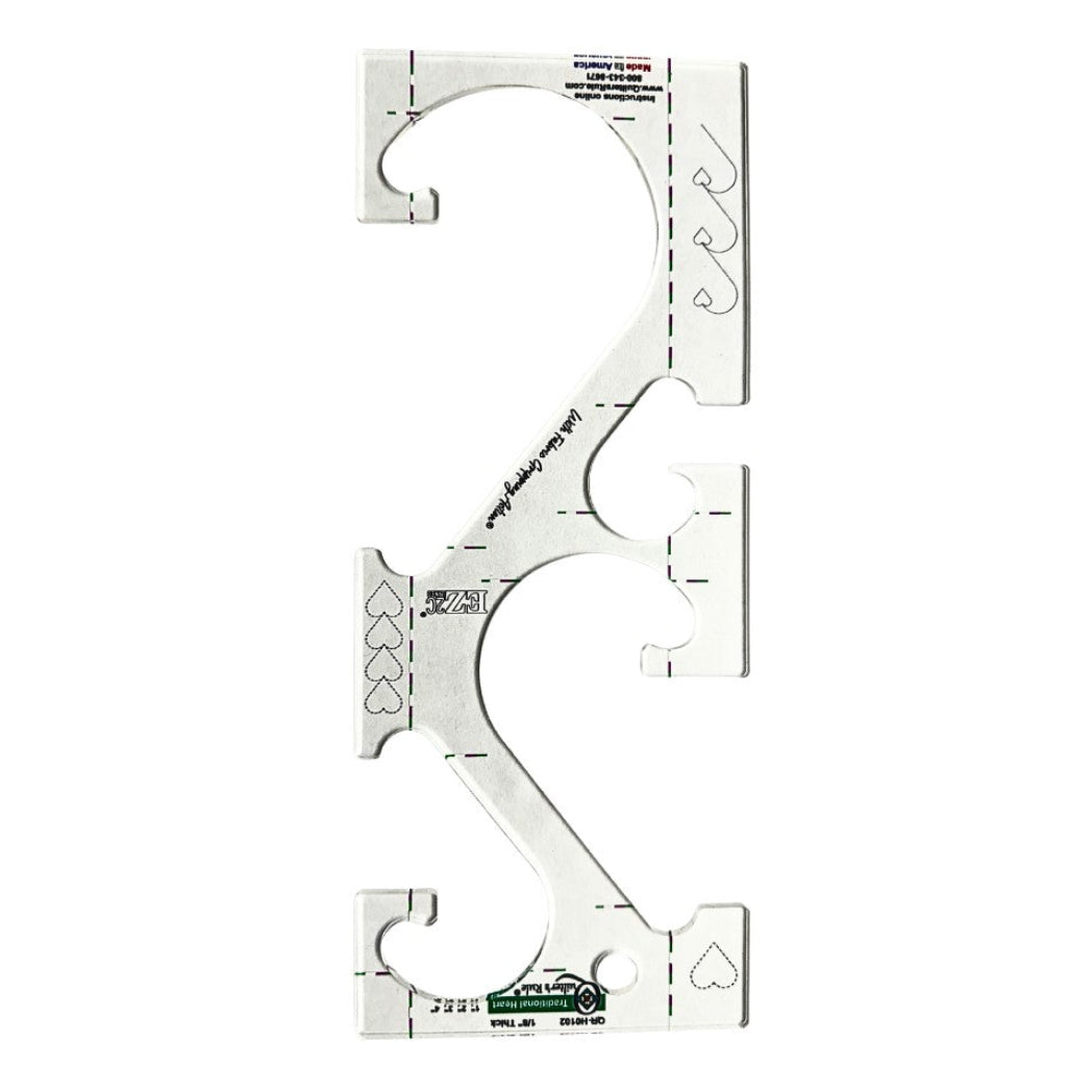 Quilter's Rule ⅛" 1"- 4" Hanging Heart Chain - quilting ruler and template