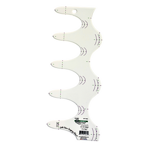 Quilter's Rule Squiggle Tool 3 quilting template, clear acrylic with EZ2C lines and Fabric Gripping Action