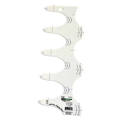 Quilter's Rule Squiggle Tool 3 quilting template, clear acrylic with EZ2C lines and Fabric Gripping Action