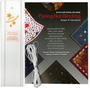 Book cover of 'Piping Hot Binding' by Susan K Cleveland with piping material displayed.