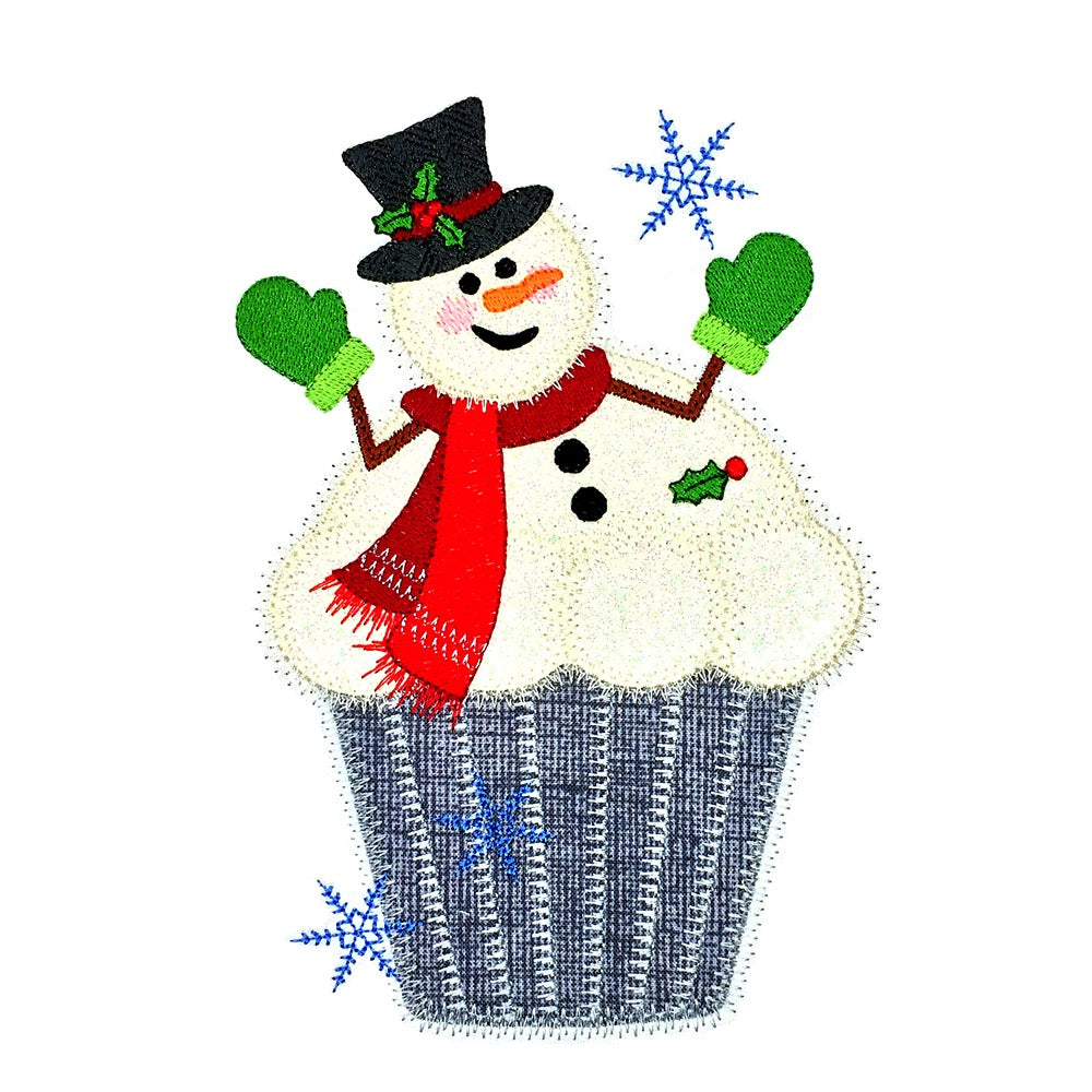 Snowman Cupcake - Digital Download - craft pattern by V-Stitch Designs