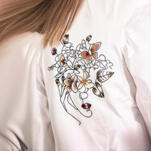 Vlieseline Solufix after use - self-adhesive stabiliser holding fabric for machine embroidery