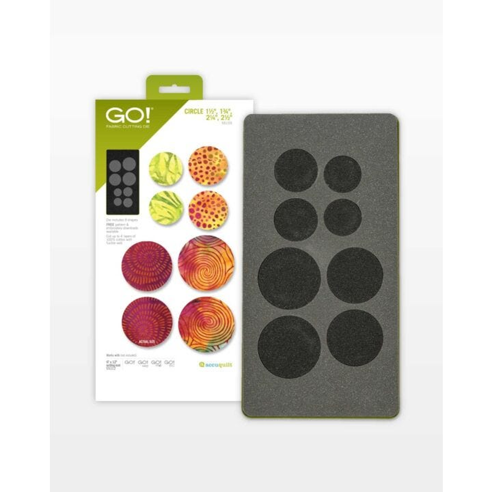 AccuQuilt GO! Circle 1½" 1¾" 2¼" 2½" die for fast, precise multi-layer fabric cutting