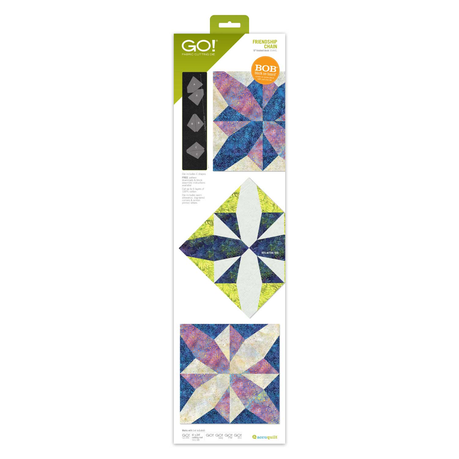 AccuQuilt GO! Friendship Chain (10" Finished) - die for fast precise multi-layer fabric cutting