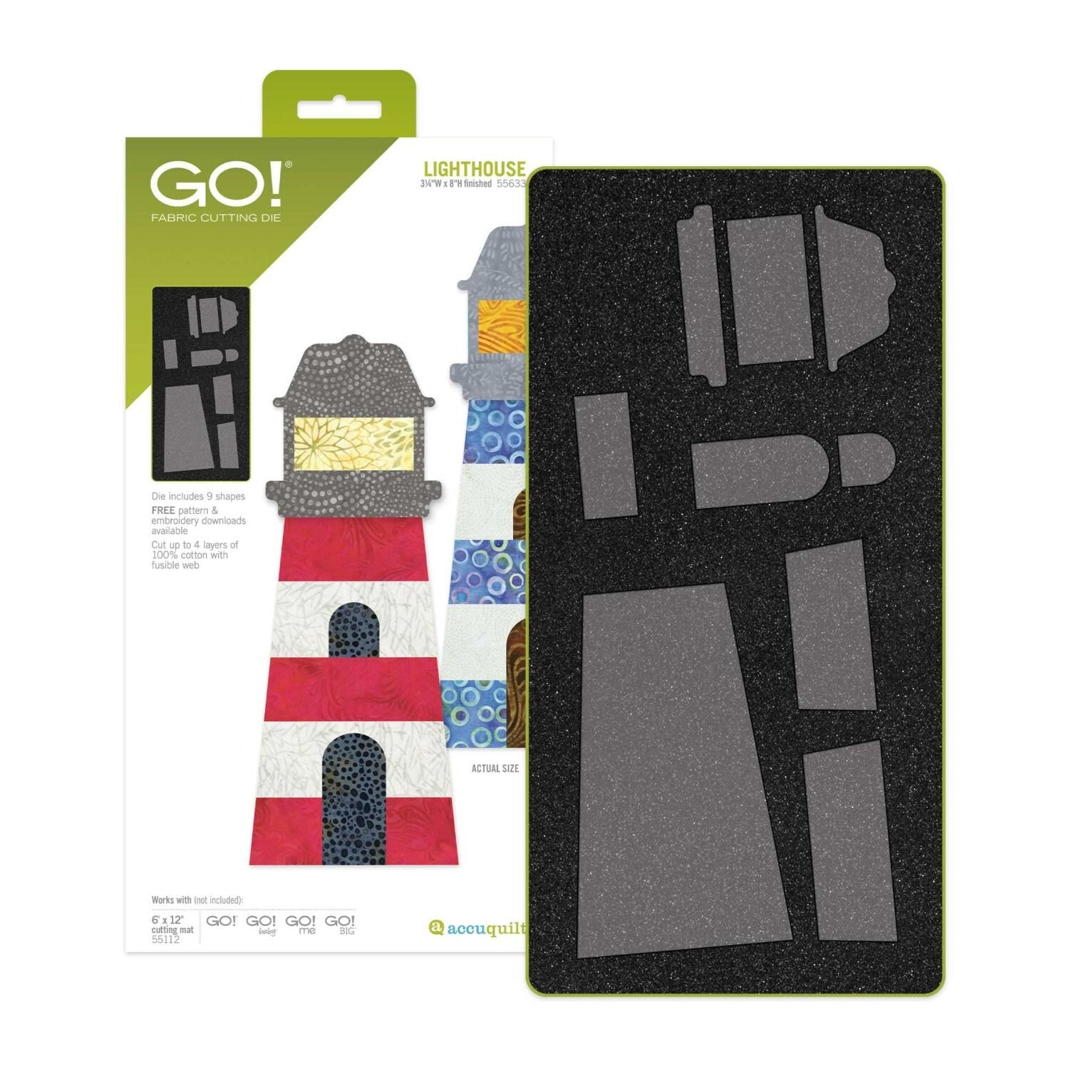 AccuQuilt GO! Lighthouse die for fast, precise multi-layer fabric cutting