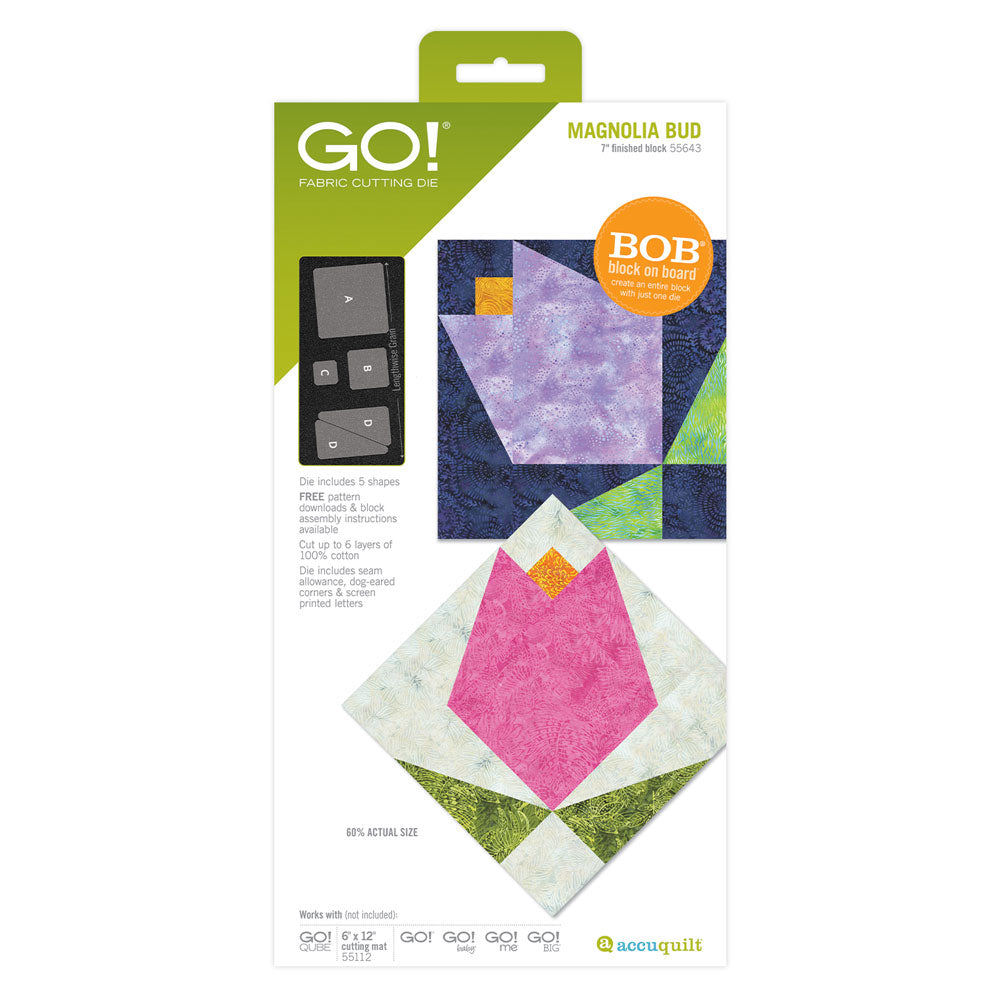 AccuQuilt GO! Magnolia Bud (7" Finished) - die for fast precise multi-layer fabric cutting