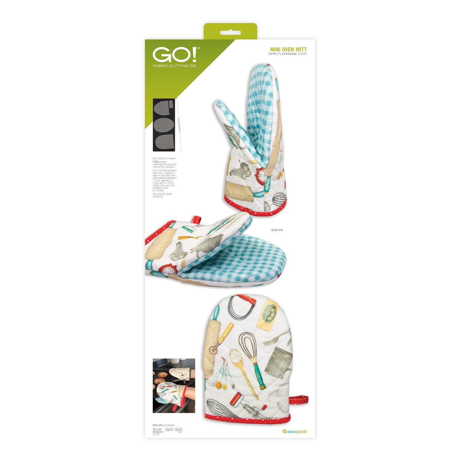 AccuQuilt GO! Mini Oven Mitt die for fast, precise multi-layer fabric cutting