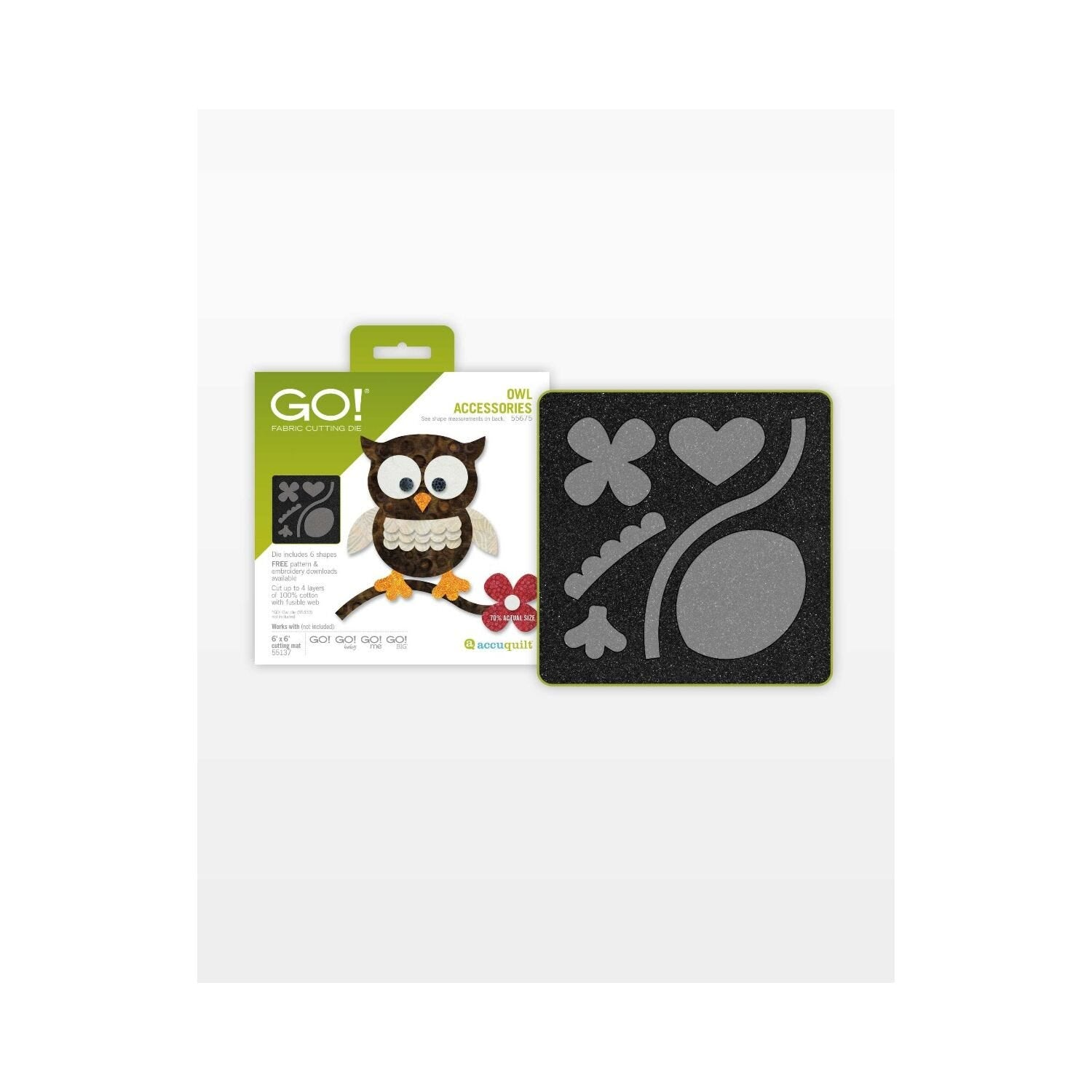 AccuQuilt GO! Owl Accessories die for fast, precise multi-layer fabric cutting