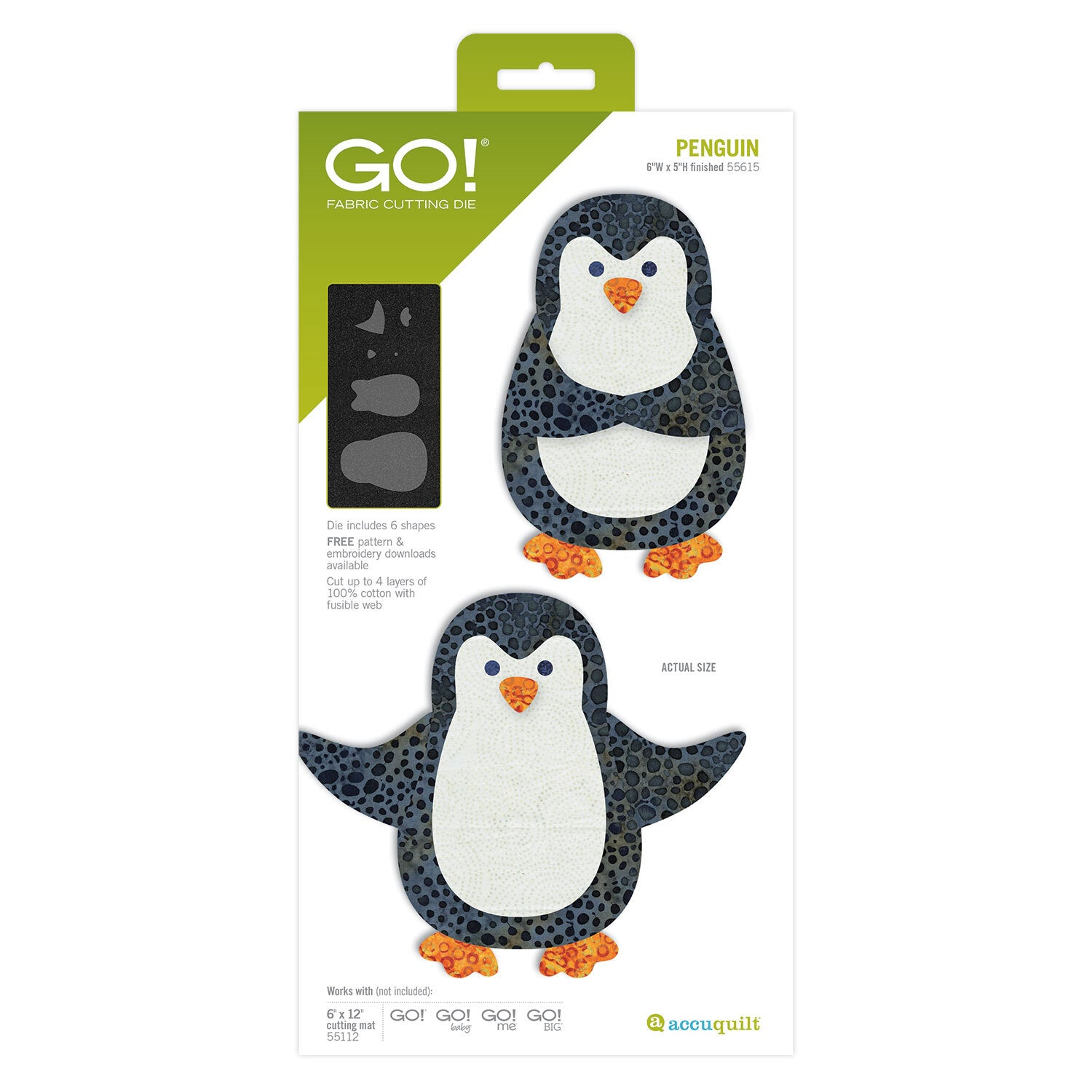 AccuQuilt GO! Penguin die for fast, precise multi-layer fabric cutting