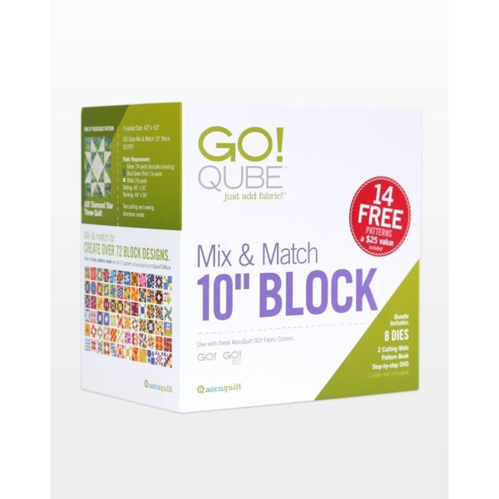 AccuQuilt GO! Qube Mix & Match 10" Block die for fast, precise multi-layer fabric cutting