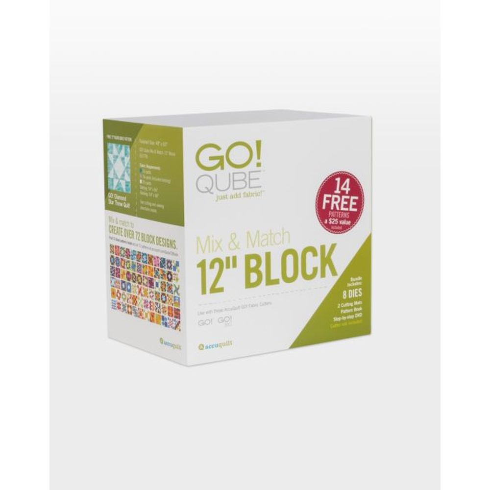 AccuQuilt GO! Qube Mix & Match 12" Block die for fast, precise multi-layer fabric cutting
