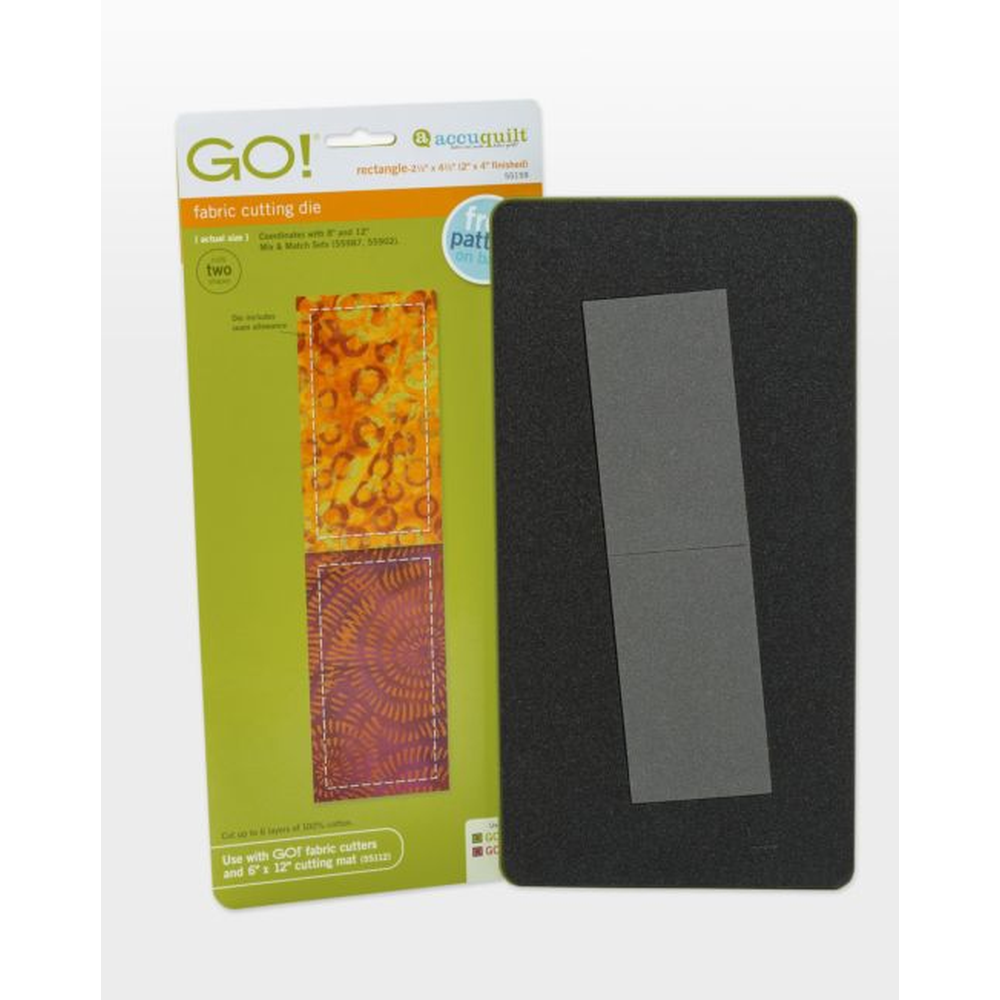 AccuQuilt GO! Rectangle 2½" x 4½" die for fast, precise multi-layer fabric cutting