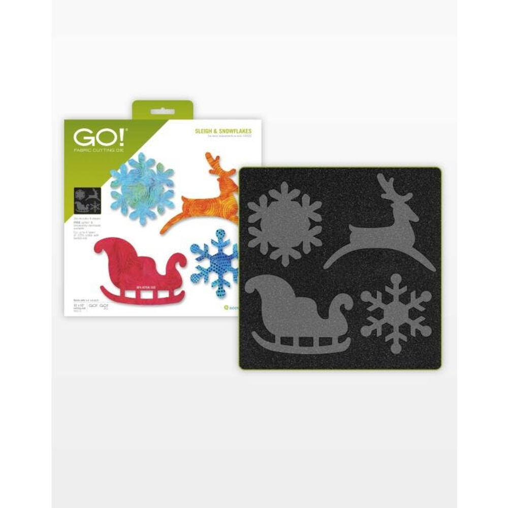 AccuQuilt GO! Sleigh & Snowflakes die for fast, precise multi-layer fabric cutting