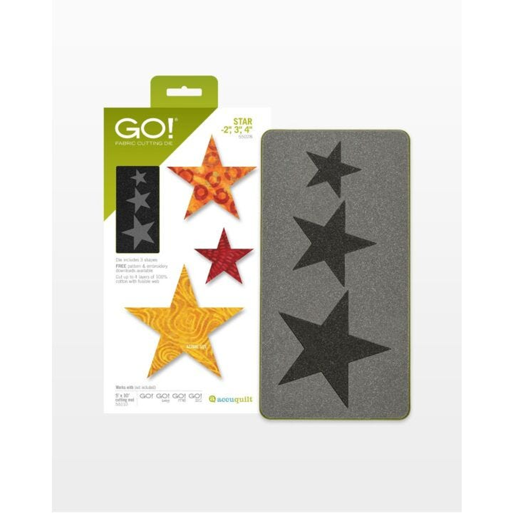 AccuQuilt GO! Star 2" 3" 4" die for fast, precise multi-layer fabric cutting
