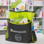 AccuQuilt Two-Tone Tote Bag in black and green - 600D polyester quilting tote with zip compartment