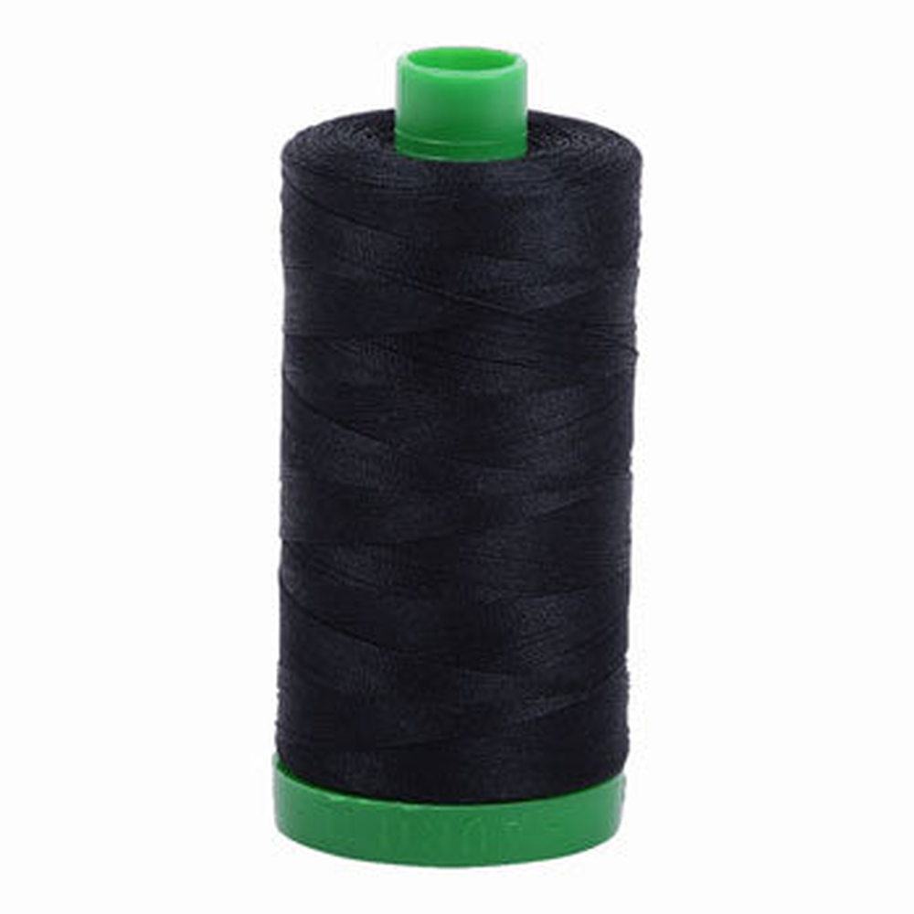 Aurifil embroidery thread spool in Black (2692) - 40wt 1000m
