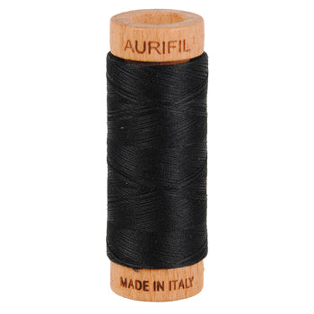 Aurifil embroidery thread spool in Black (2692) - 80wt 274m