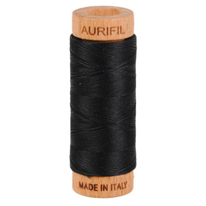 Aurifil embroidery thread spool in Black (2692) - 80wt 274m
