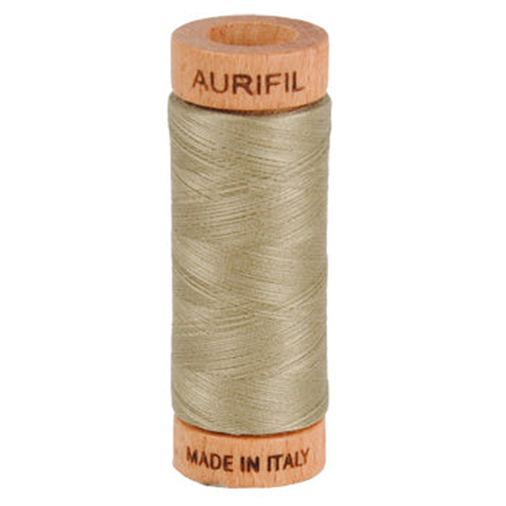 Aurifil embroidery thread spool in Light Kakhy Green (2900) - 80wt 274m