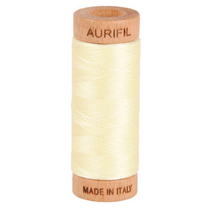 Aurifil embroidery thread spool in Light Lemon (2110) - 80wt 274m